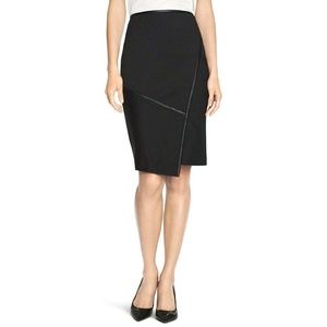 NWT WHBM Chalk Stripe Pencil Skirt Asymmetric 14